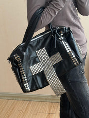 CTRL WORLD Giant Cross Studded Boston Bag