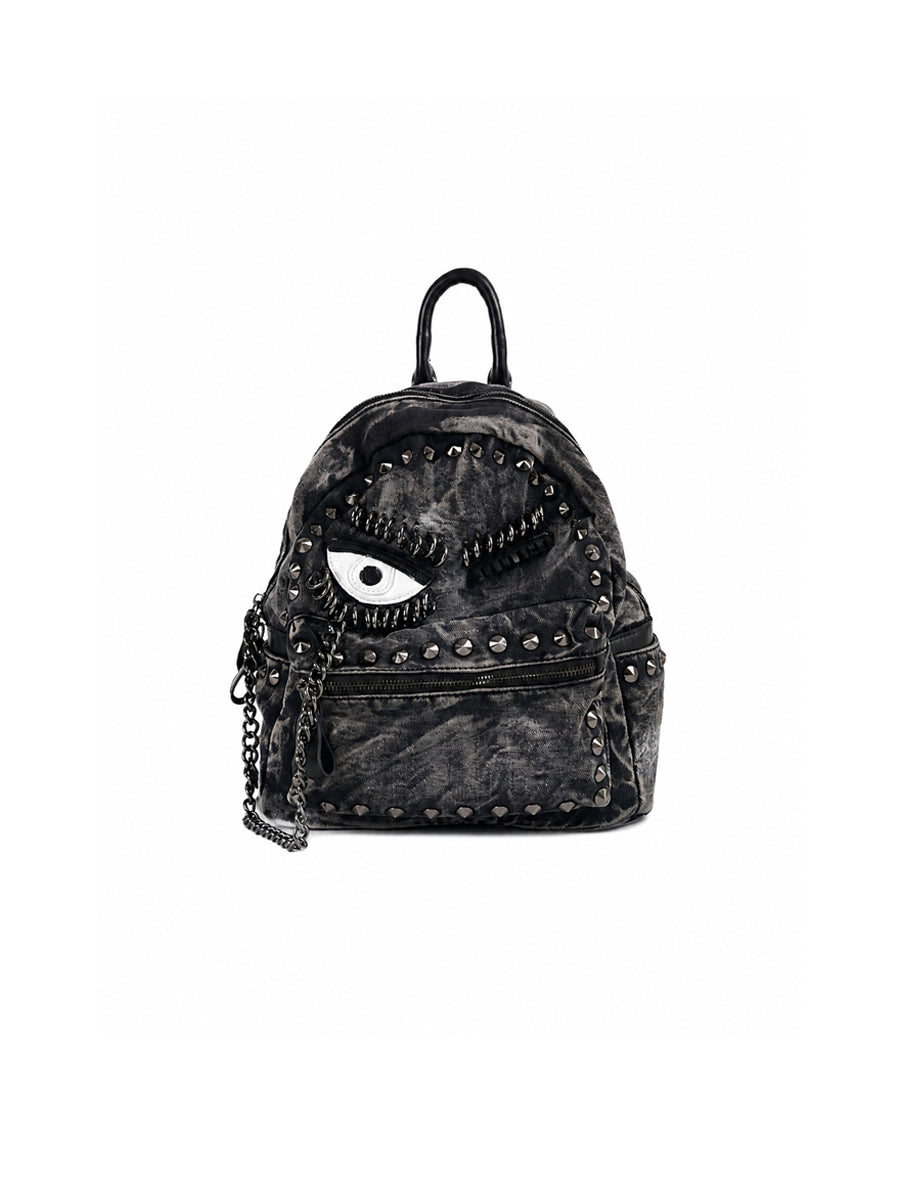 CTRL WORLD Cyclops Studded Denim Mini Backpack