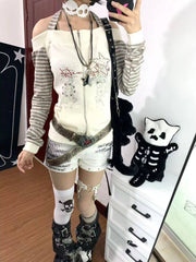 CTRL WORLD Serpent Verse Studded Denim Shorts