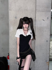 CTRL WORLD Blackout Corset Graphic Baby Tee