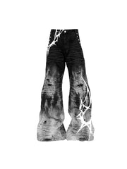CTRL WORLD Distressed Thorn Print Baggy Jeans