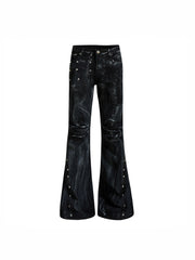 CTRL WORLD Vintage Distressed Black Flare Jeans