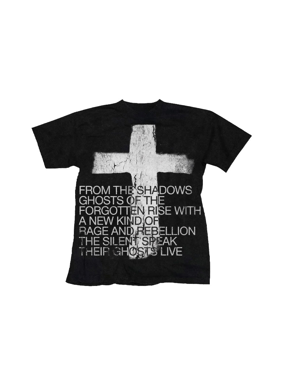 CTRL WORLD "RAGE" Cross Print Vintage T-Shirt