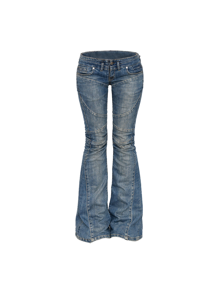 CTRL WORLD Low-Rise Panelled Flared Denim Pants