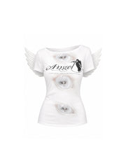 CTRL WORLD Angel's Sacred Eye Graphic Short-Sleeve Top
