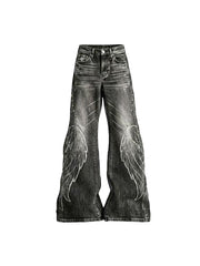 CTRL WORLD Angel Wing Graphic Flare Jeans