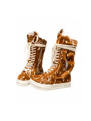 CTRL WORLD Fur-Lined Platform Boots with Zip and Lace Details