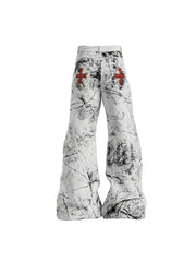 CTRL WORLD Marble Ruin Strap Flare Pants