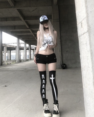 Goth Graphic Thigh-High Socks