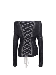 CTRL WORLD Gothic Lace-Up Off-Shoulder Punk Top
