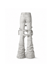 CTRL WORLD Strapped Harness Wide Leg Denim Jeans