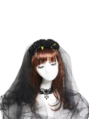 CTRL WORLD Midnight Rose Widow Veil Headpiece