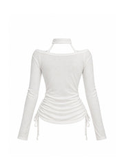 CTRL WORLD Gothic Graphic Lace-Up Ruched Top