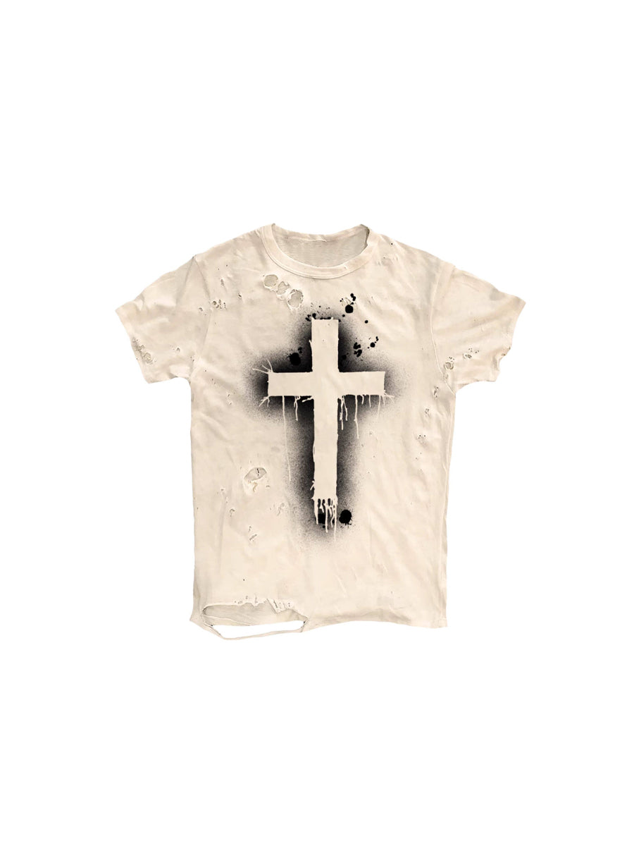 CTRL WORLD Wasteland Cross Distressed T-Shirt
