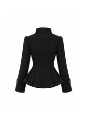 CTRL WORLD Gothic Detachable Bow Peplum Wool Coat