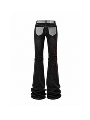 CTRL WORLD Crimson Web Stacked Flare Jeans