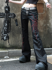 CTRL WORLD Crimson Web Stacked Flare Jeans