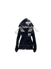 CTRL WORLD Graphic Print Zipper Hoodie