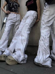 CTRL WORLD Angel Wing Graphic Flare Jeans