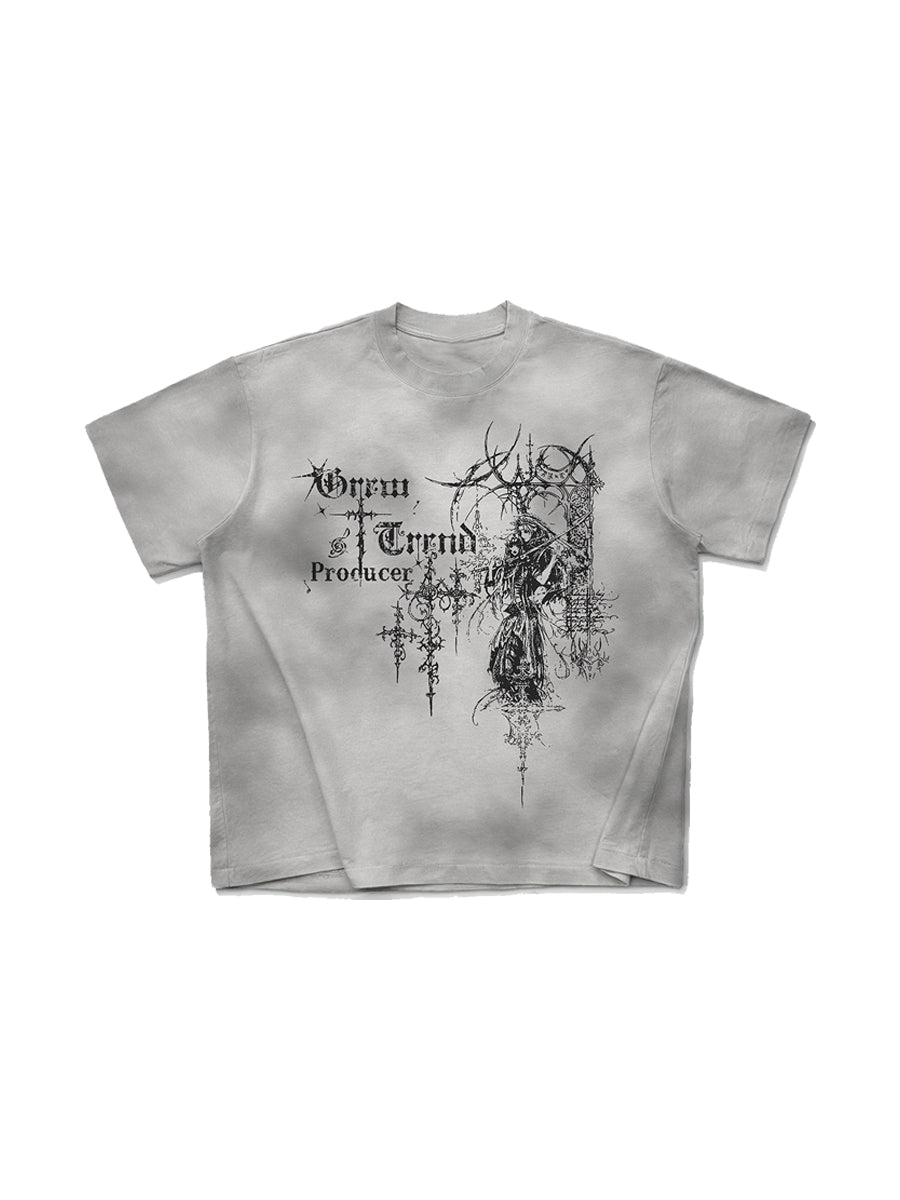 CTRL WORLD Washed Gothic Graphic T-Shirt