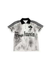 CTRL WORLD Gothic Graphic Spray Polo Shirt