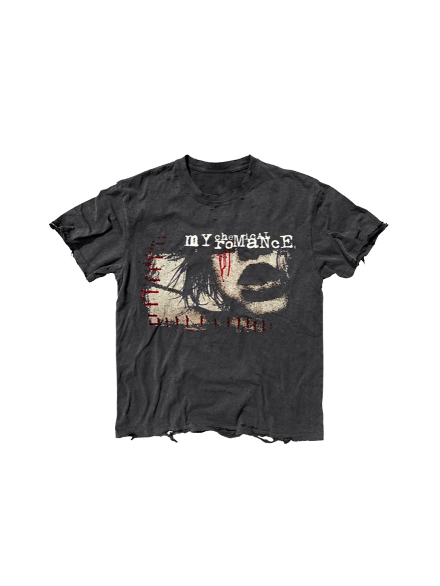 CTRL WORLD "Crimson Tears" Band Portrait Distressed T-Shirt