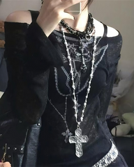 Gothic Cross Long Necklace