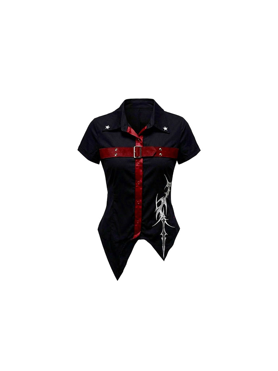 CTRL WORLD Gothic Chic Belted Shirt