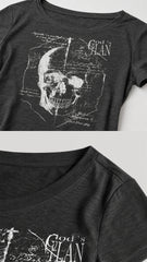 CTRL WORLD Eclipse Skull Graphic One-Shoulder T-Shirt