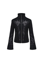 CTRL WORLD Gothic Bell-Sleeve Zip-Up Jacket