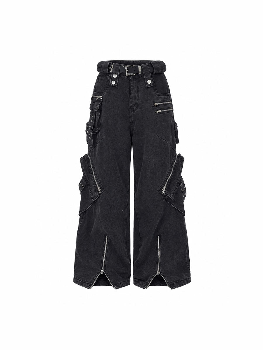 CTRL WORLD Shadow Utility Cargo Wide Leg Jeans
