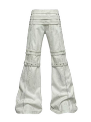 CTRL WORLD Cyberpunk Buckle Strap Flare Jeans