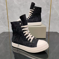 CTRL WORLD Distressed Canvas High-Top Sneakers