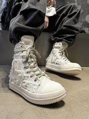 CTRL WORLD Distressed Canvas High-Top Sneakers