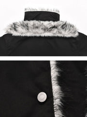 CTRL WORLD Gothic Silver Faux-Fur Hood Bomber Jacket