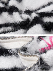 CTRL WORLD Wildcat Riot Fuzzy Tiger Stripe Zip Hoodie