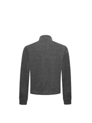 CTRL WORLD Asymmetric Button Rib Knit Sweater