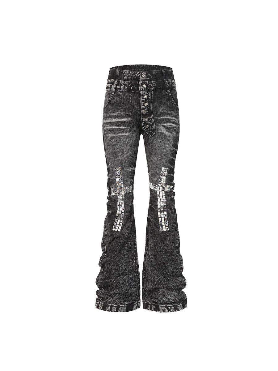CTRL WORLD Cold Flame Cross Flare Jeans