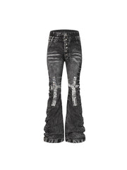 CTRL WORLD Cold Flame Cross Flare Jeans