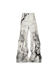 CTRL WORLD Distressed Thorn Print Baggy Jeans
