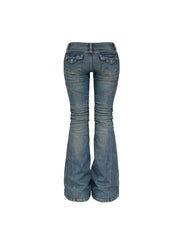 CTRL WORLD Low-Rise Panelled Flared Denim Pants