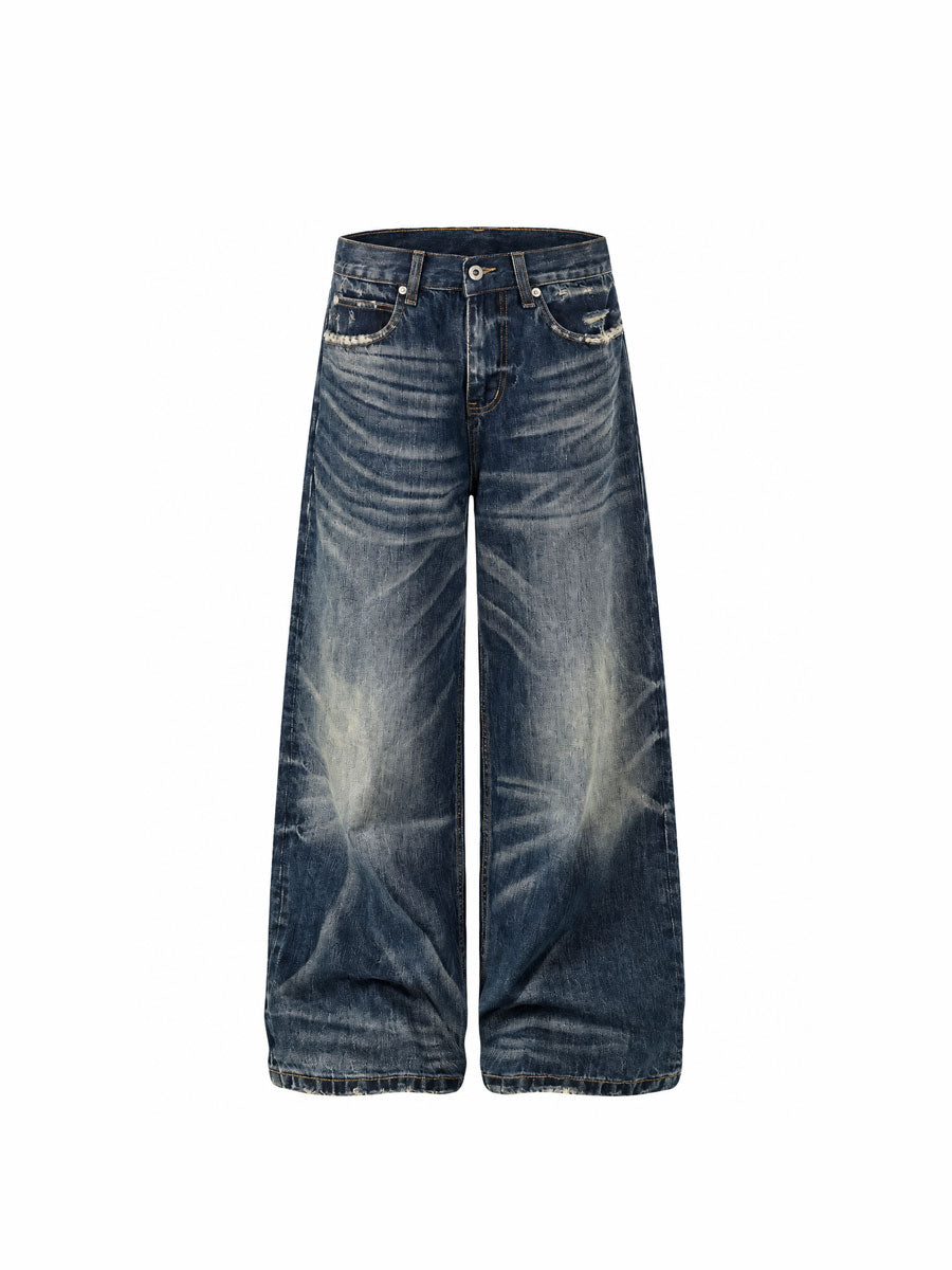 CTRL WORLD Vintage Shadow Wash Wide Leg Denim Jeans
