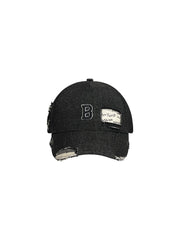 CTRL WORLD Distressed Patch Denim Baseball Cap