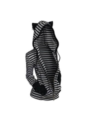 CTRL WORLD Punk Striped Zip-Up Hooded Jacket