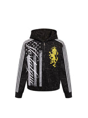 CTRL WORLD Shadow Leopard Royal Crest Zip Hoodie Jacket
