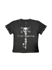 CTRL WORLD Chaos Skull Key Eyelet T-Shirt