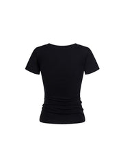 CTRL WORLD Studded V-neck T-shirt with Wings