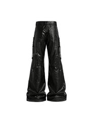 CTRL WORLD Devil Wings Heavy Metal Studded Laced Leather Pants