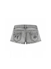 CTRL WORLD Ash Riot Graphic Denim Shorts