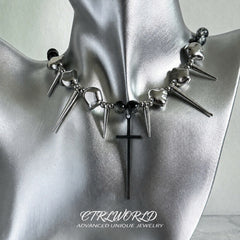 CTRL WORLD Iron Thorn Cross Spike Necklace